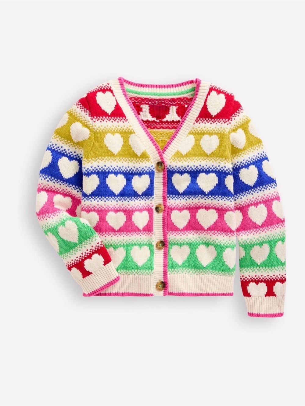 Mini Boden Pink Flora Fun V-Neck Rainbow Heart 2/3T